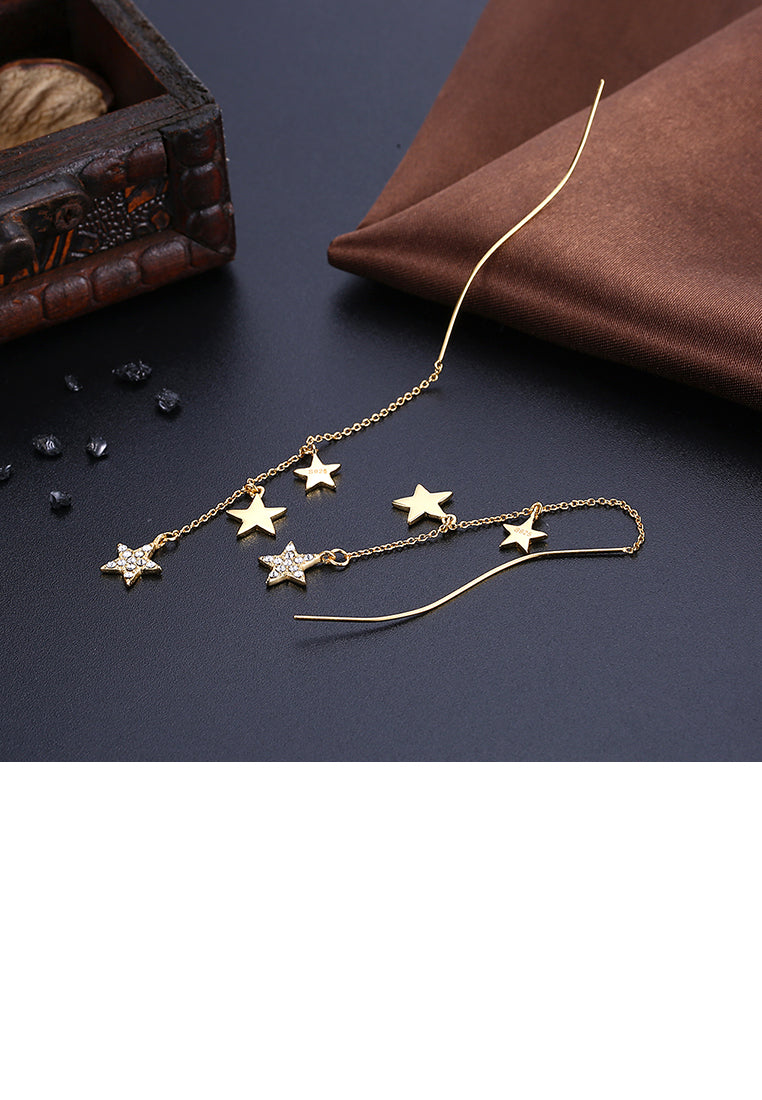 925 Sterling Silver Star Earrings with White Austrian Element Crystal