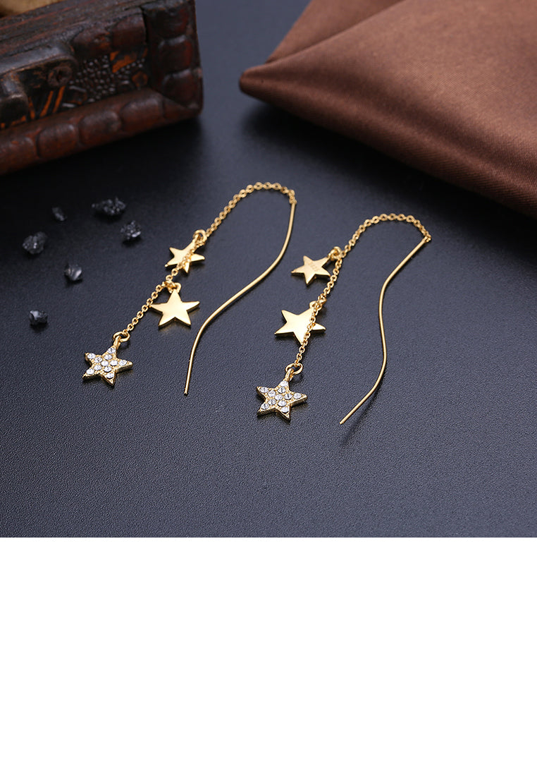 925 Sterling Silver Star Earrings with White Austrian Element Crystal