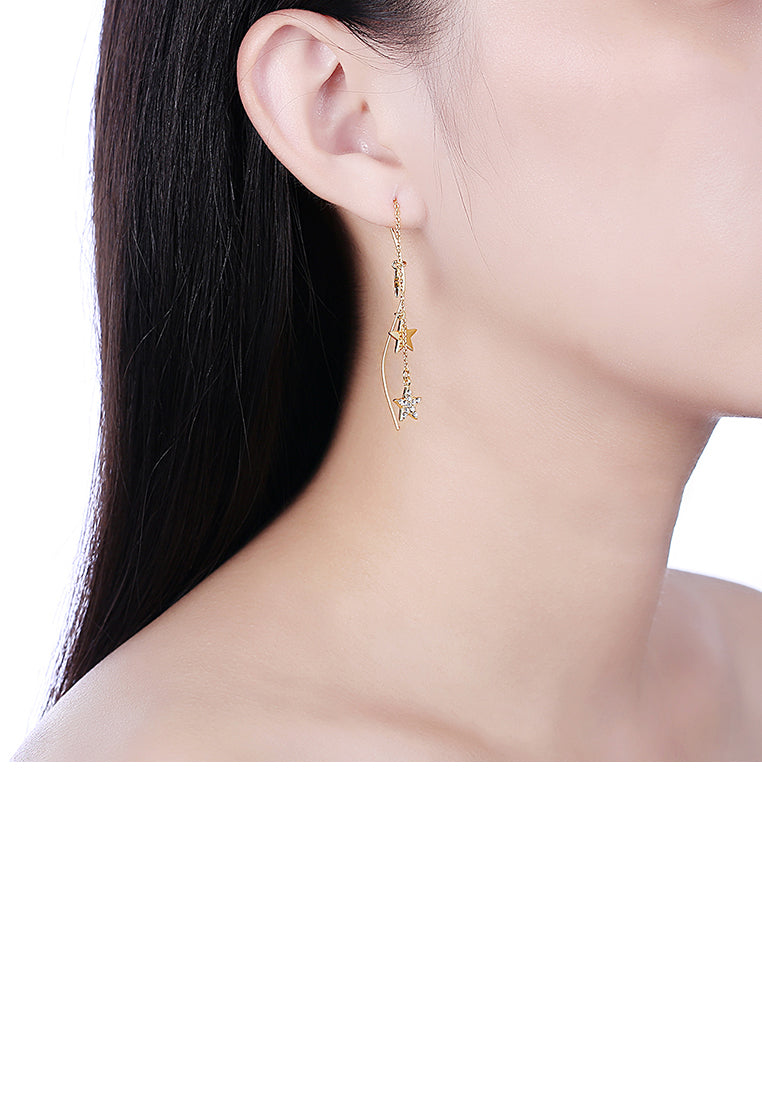 925 Sterling Silver Star Earrings with White Austrian Element Crystal