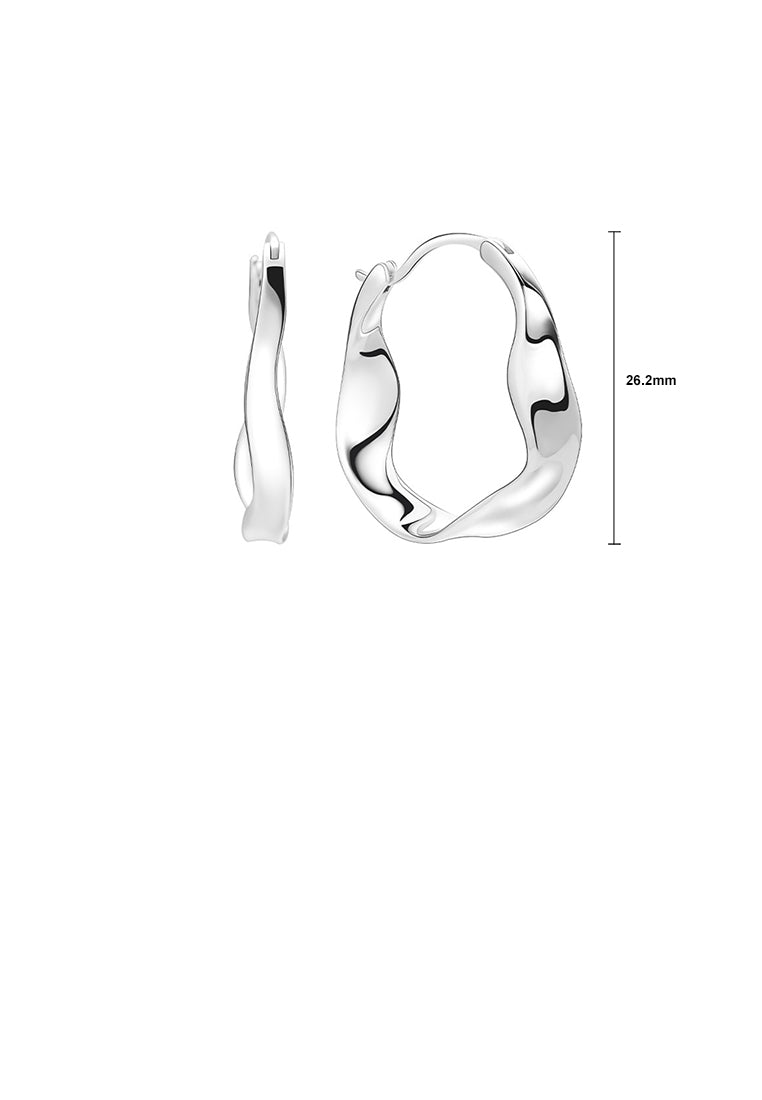 925 Sterling Silver Simple Temperament Hollow Geometric Ripple Stud Earrings