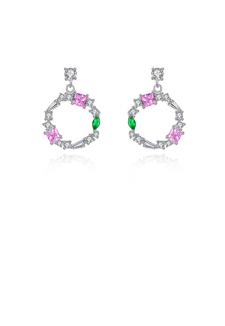 925 Sterling Silver Simple and Elegant Geometric Circle Earrings with Cubic Zirconia - Luxurious Look