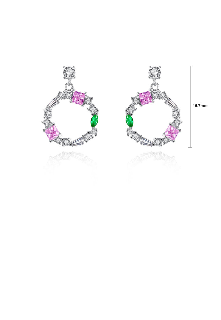 925 Sterling Silver Simple and Elegant Geometric Circle Earrings with Cubic Zirconia - Luxurious Look