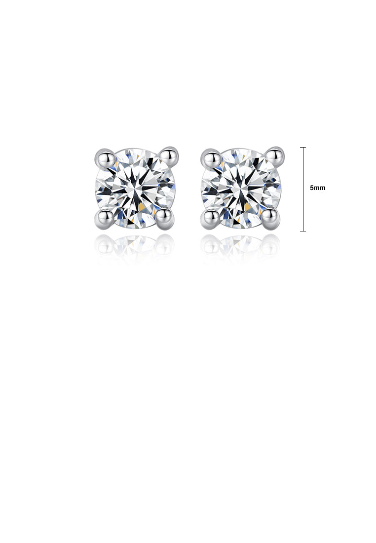 925 Sterling Silver Simple Elegant Geometric Round Cubic Zirconia Stud Earrings - Luxurious Look
