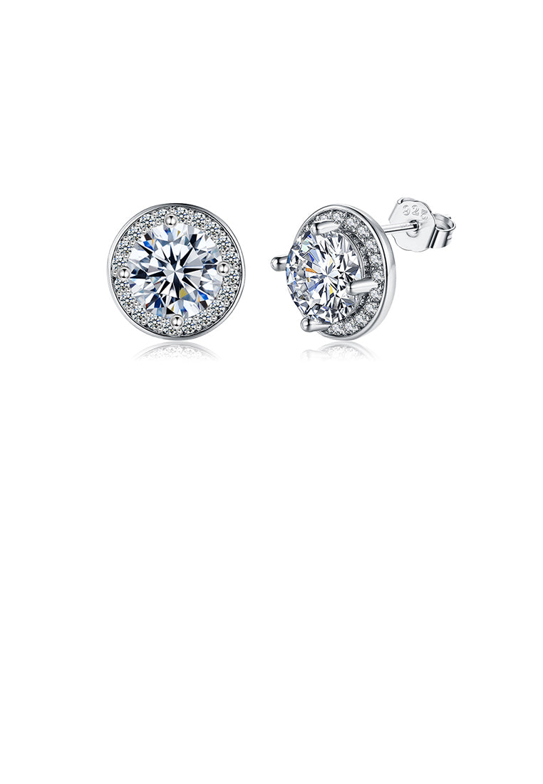 Simple Bright Geometric Round Cubic Zirconia Stud Earrings - Luxurious Look
