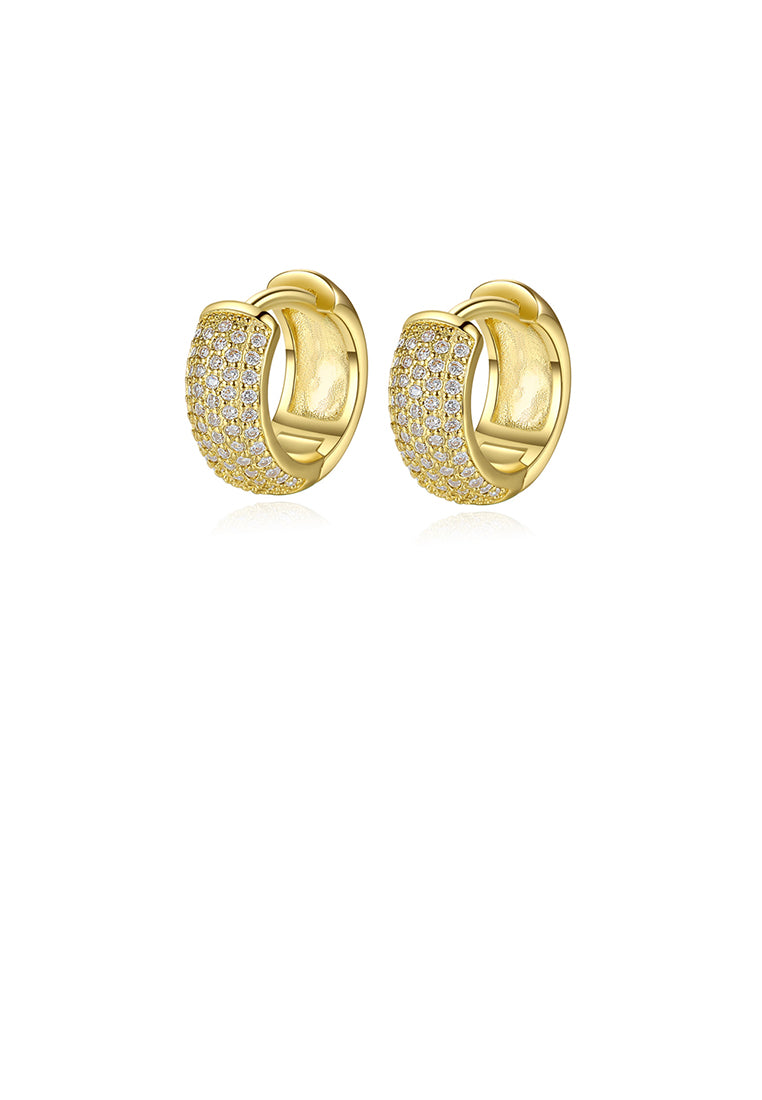 Fashion and Simple Plated Gold Geometric Stud Earrings with Cubic Zirconia - Luxurious Look