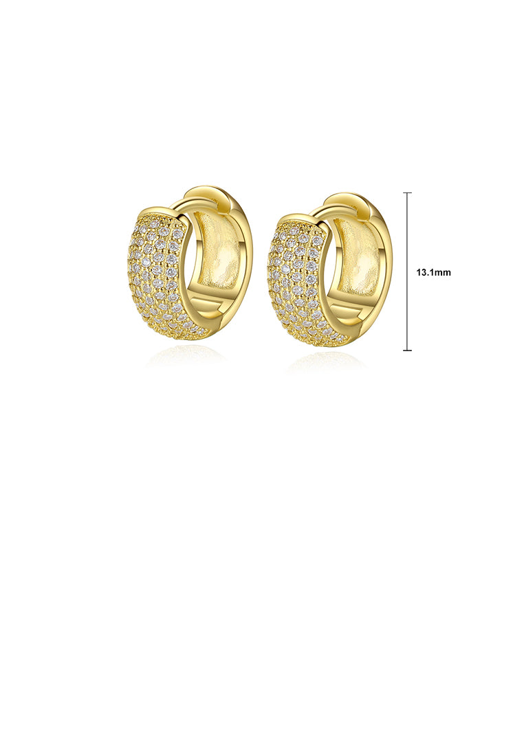 Fashion and Simple Plated Gold Geometric Stud Earrings with Cubic Zirconia - Luxurious Look
