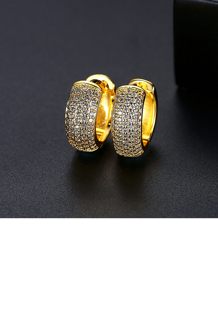 Fashion and Simple Plated Gold Geometric Stud Earrings with Cubic Zirconia - Luxurious Look