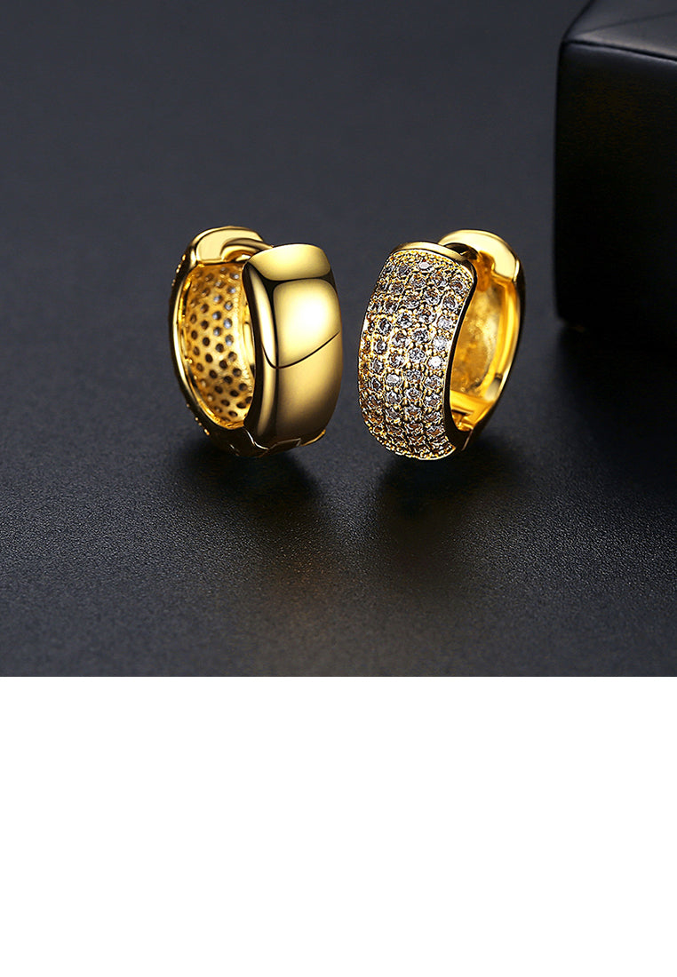 Fashion and Simple Plated Gold Geometric Stud Earrings with Cubic Zirconia - Luxurious Look