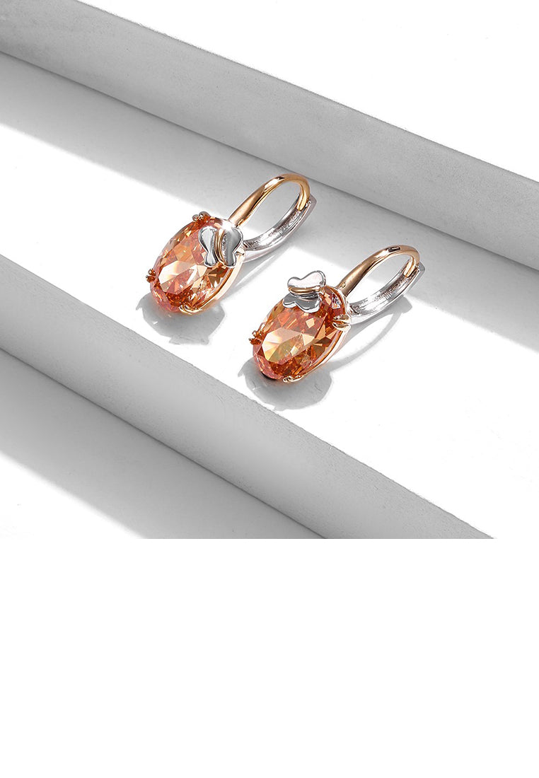 Fashion and Elegant Plated Champagne Gold Geometric Butterfly Earrings with Yellow Cubic Zirconia - Luxurious Look