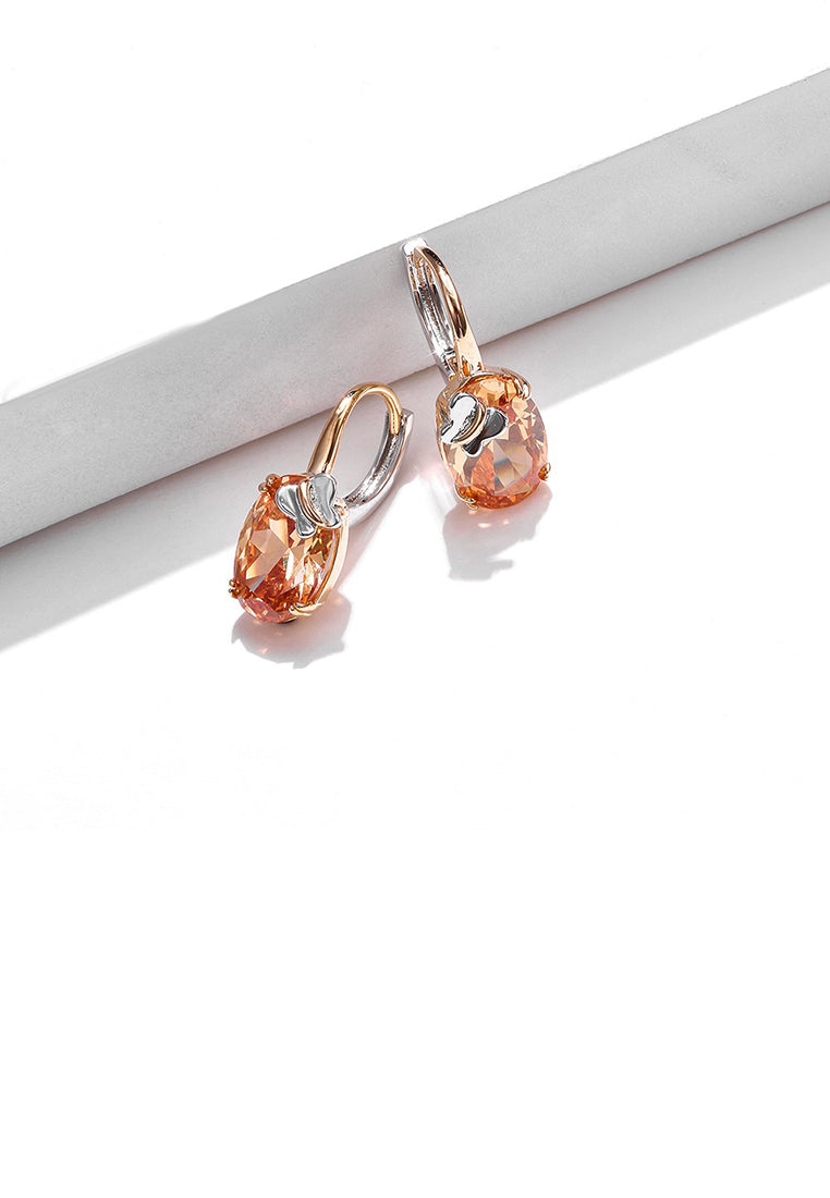 Fashion and Elegant Plated Champagne Gold Geometric Butterfly Earrings with Yellow Cubic Zirconia - Luxurious Look