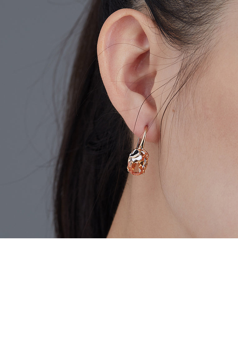Fashion and Elegant Plated Champagne Gold Geometric Butterfly Earrings with Yellow Cubic Zirconia - Luxurious Look