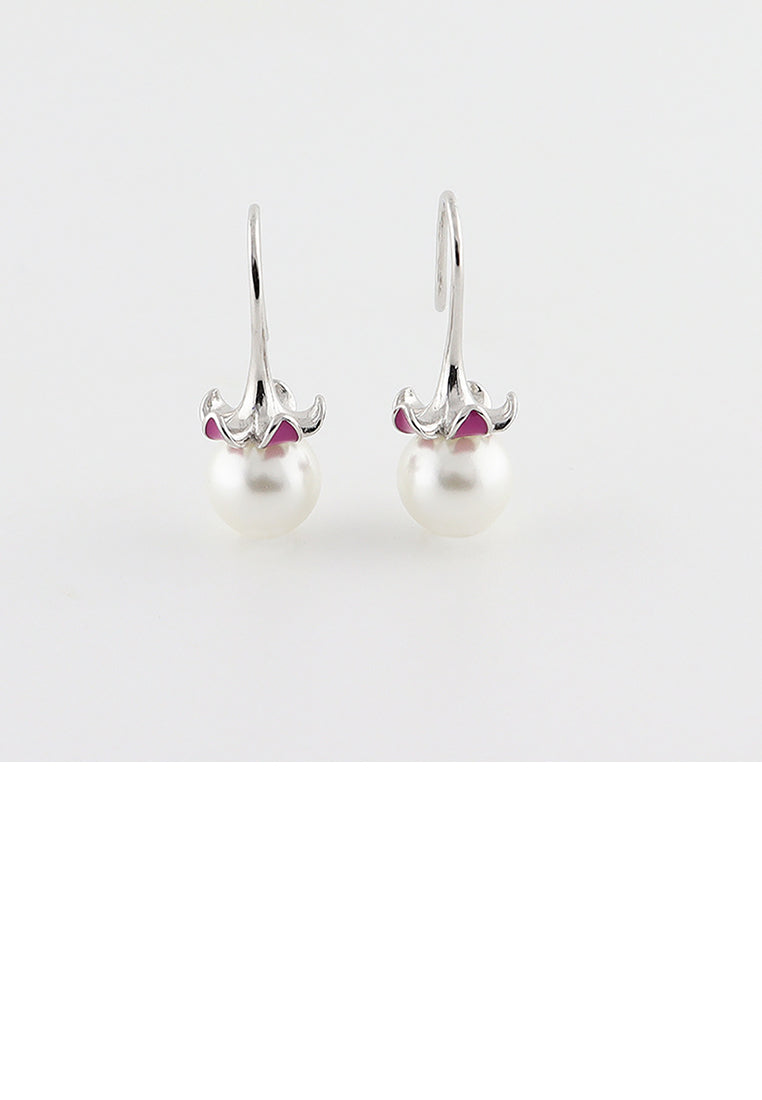925 Sterling Silver Simple Elegant Geometric Freshwater Pearl Earrings - Luxurious Look