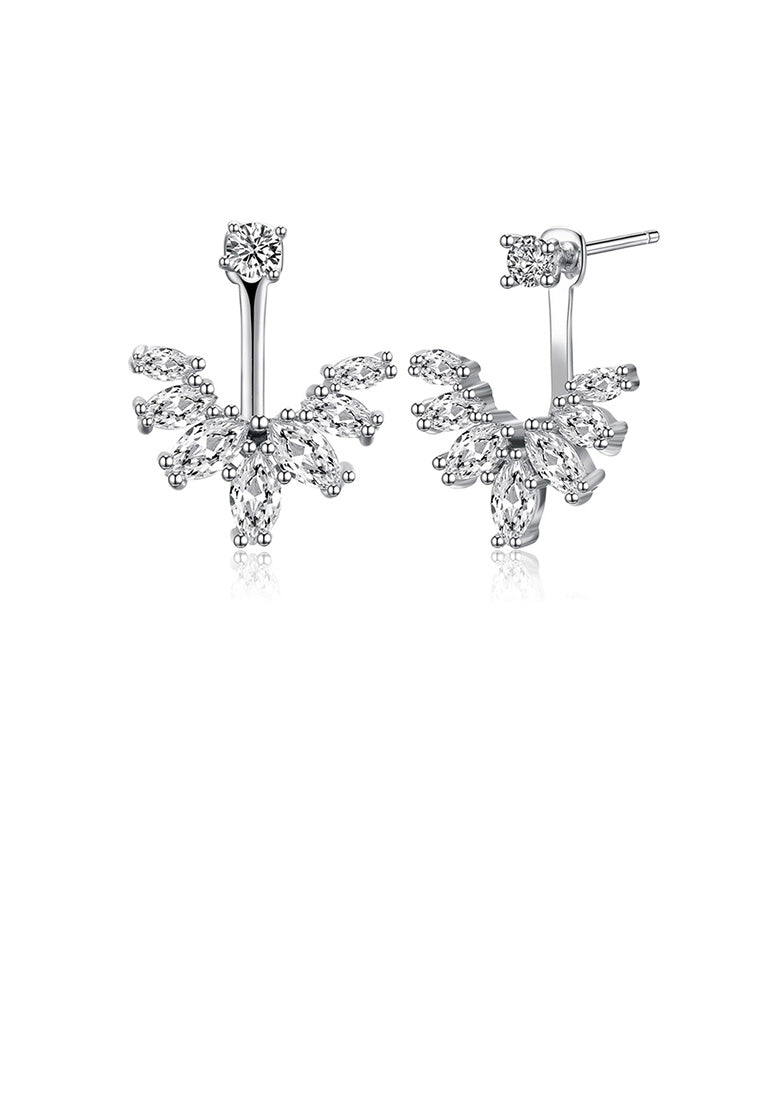 925 Sterling Silver Elegant Fashion Flower Cubic Zirconia Stud Earrings - Luxurious Look