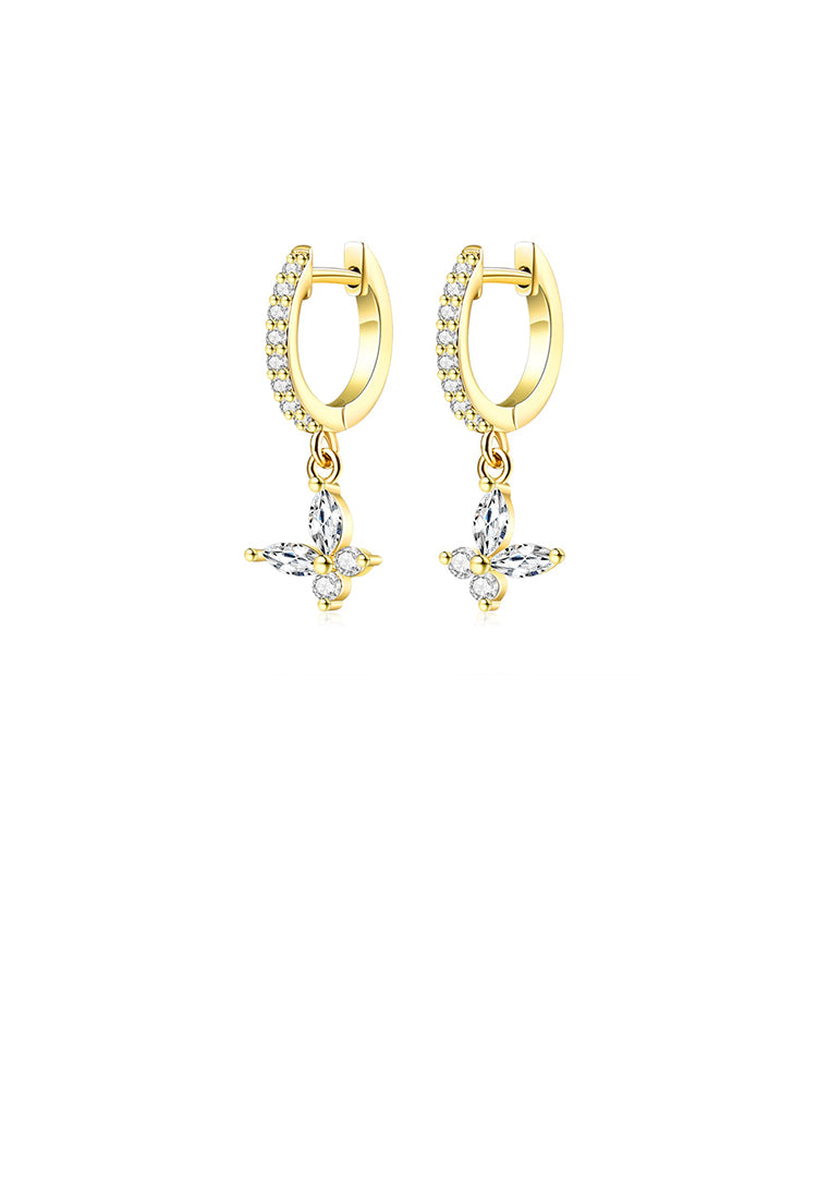 Simple and Fashion Plated Gold Butterfly Geometric Circle Earrings with Cubic Zirconia - Luxurious Look