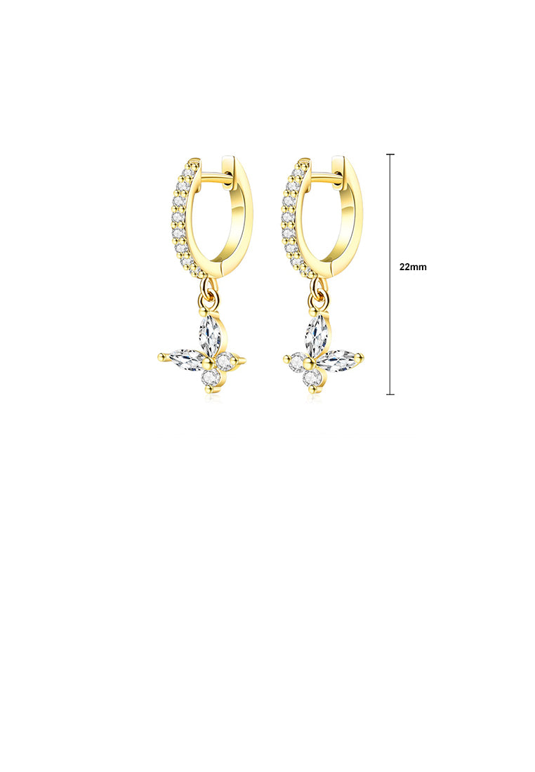 Simple and Fashion Plated Gold Butterfly Geometric Circle Earrings with Cubic Zirconia - Luxurious Look