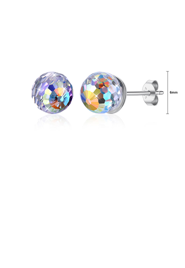 925 Sterling Silver Sparkling Elegant Fashion Crystal Ball Earrings with Austrian Element Crystal