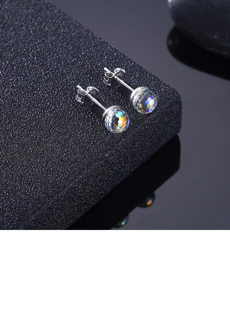 925 Sterling Silver Sparkling Elegant Fashion Crystal Ball Earrings with Austrian Element Crystal