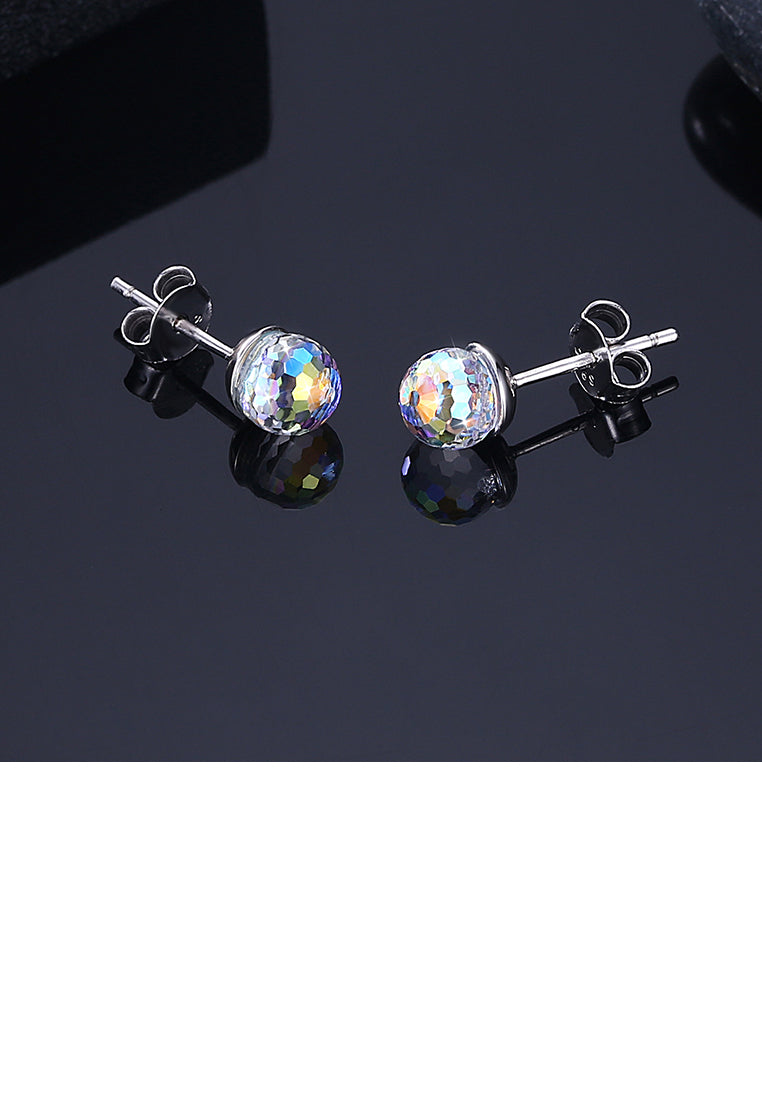 925 Sterling Silver Sparkling Elegant Fashion Crystal Ball Earrings with Austrian Element Crystal