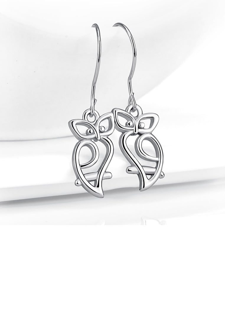 925 Sterling Silver Simple Fashion Owl Earrings