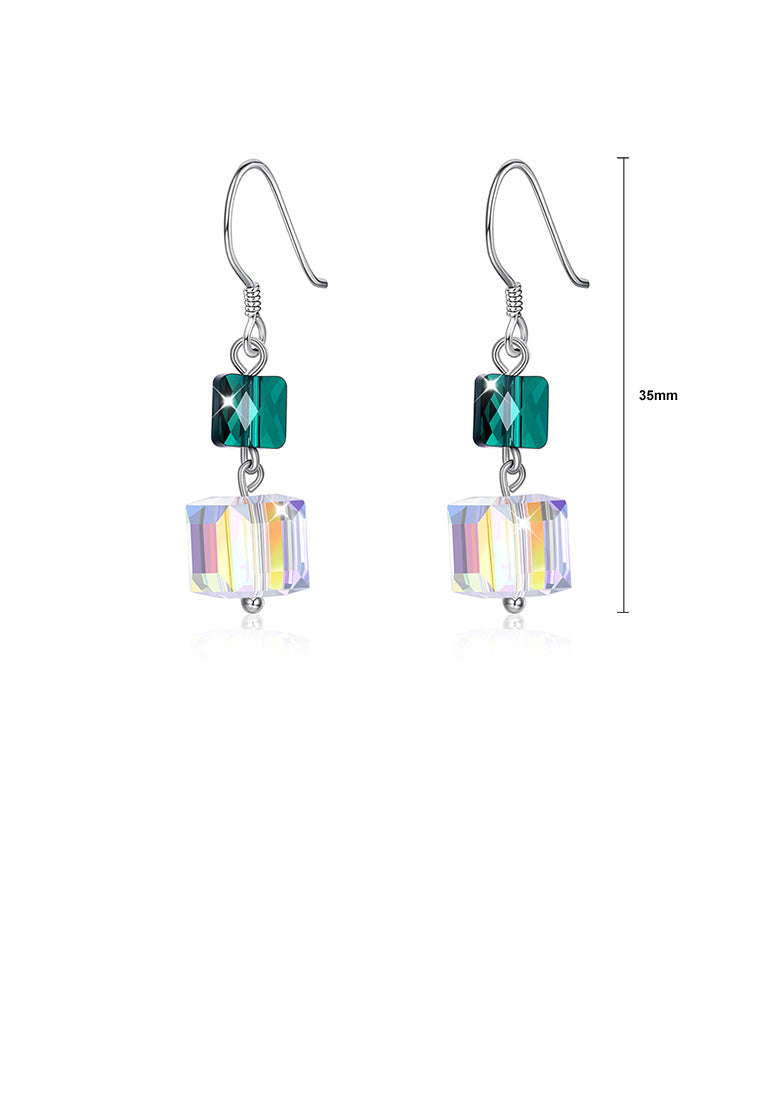 925 Sterling Silver Fashion Individual Square Earrings with Austrian Element Crystal