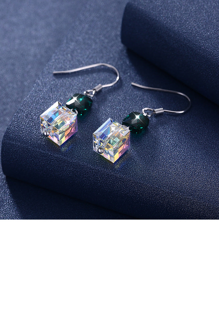 925 Sterling Silver Fashion Individual Square Earrings with Austrian Element Crystal