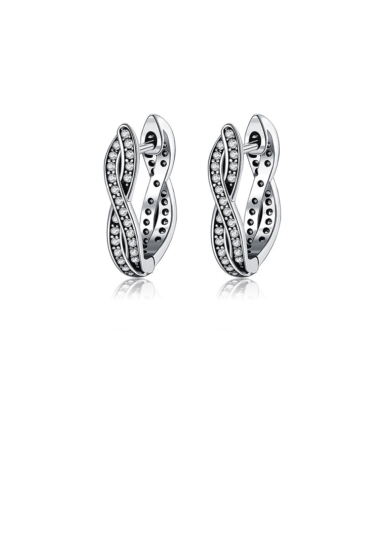 925 Sterling Silver Fashion Simple Winding S-shaped Cubic Zirconia Earrings - Luxurious Look