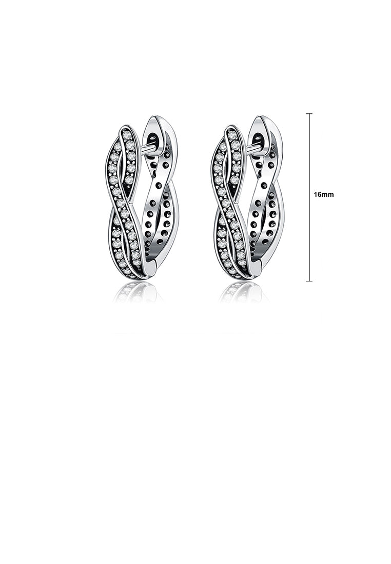 925 Sterling Silver Fashion Simple Winding S-shaped Cubic Zirconia Earrings - Luxurious Look