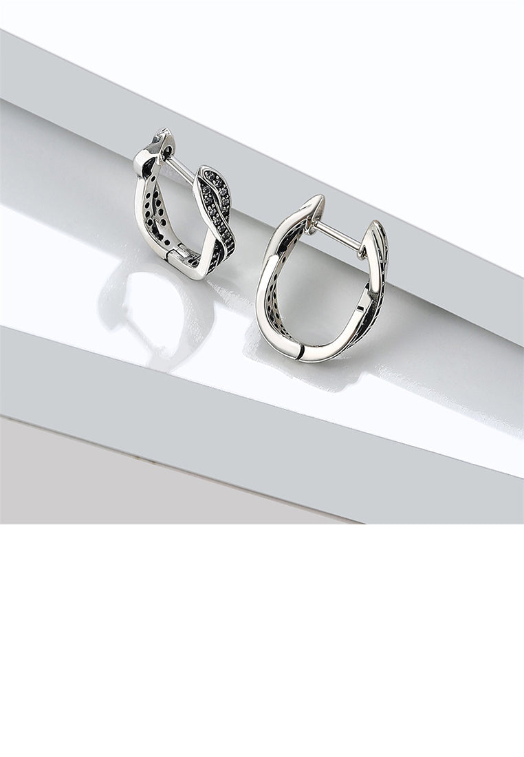 925 Sterling Silver Fashion Simple Winding S-shaped Cubic Zirconia Earrings - Luxurious Look