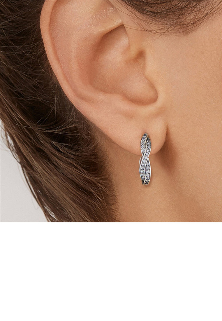 925 Sterling Silver Fashion Simple Winding S-shaped Cubic Zirconia Earrings - Luxurious Look