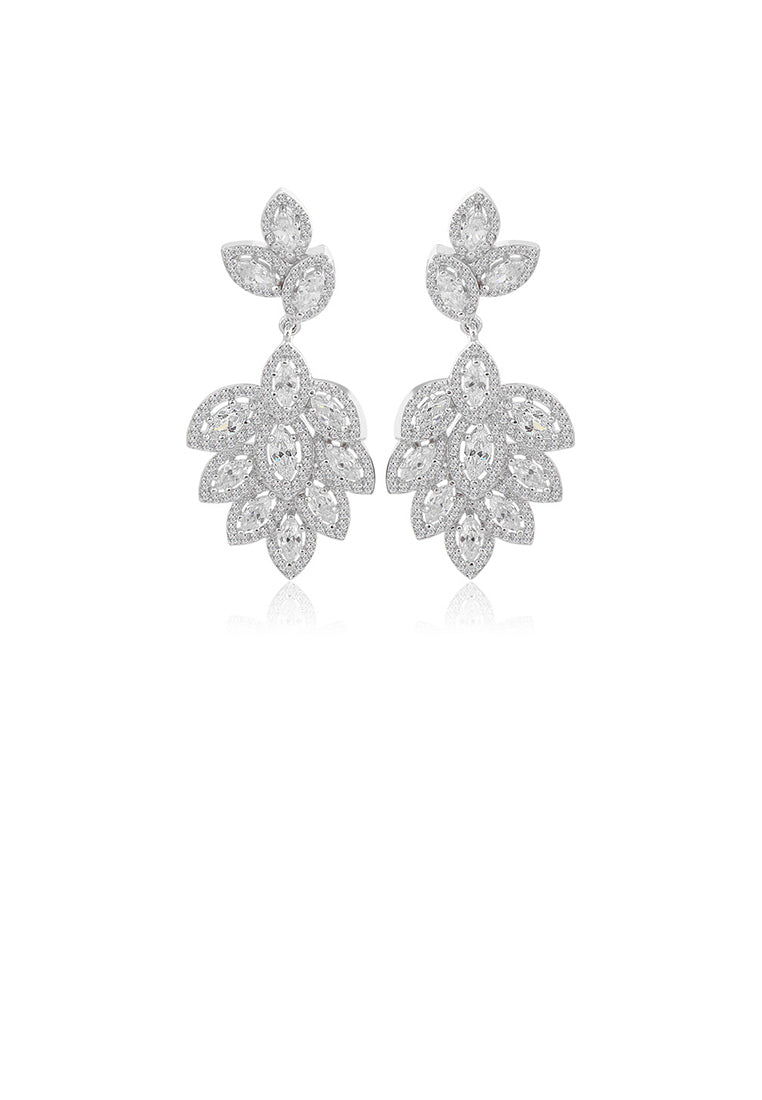 Fashion Elegant Leaf Cubic Zirconia Earrings - Luxurious Look