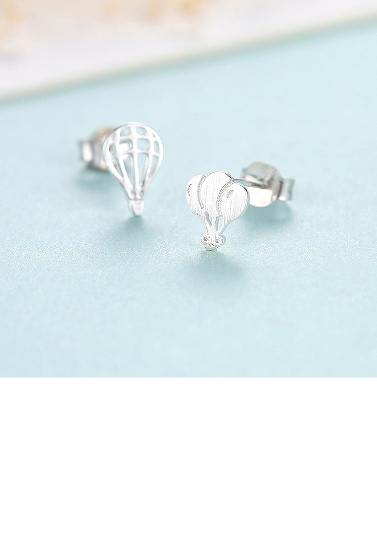 925 Sterling Silver Simple Creative Hot Air Balloon Stud Earrings