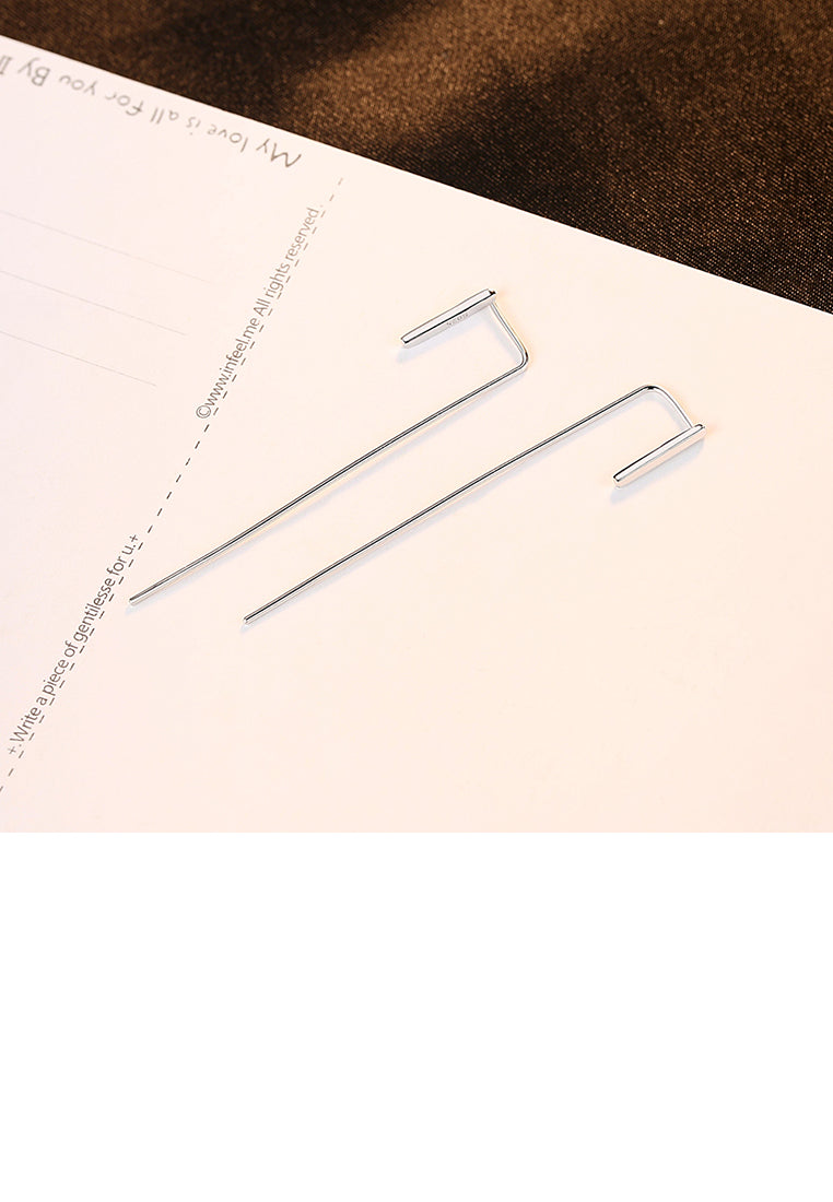 925 Sterling Silver Simple and Fashion Geometric Strip Earrings