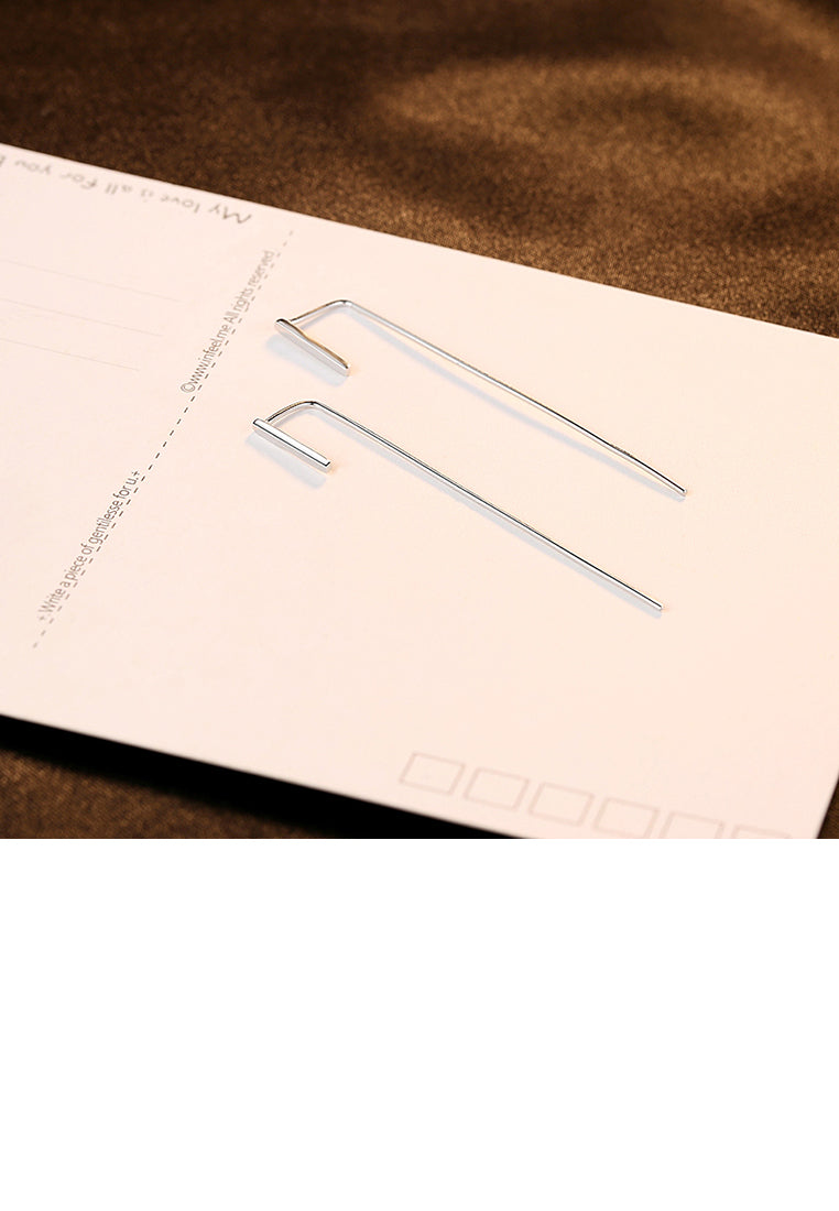 925 Sterling Silver Simple and Fashion Geometric Strip Earrings