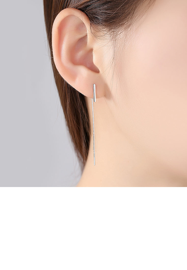 925 Sterling Silver Simple and Fashion Geometric Strip Earrings