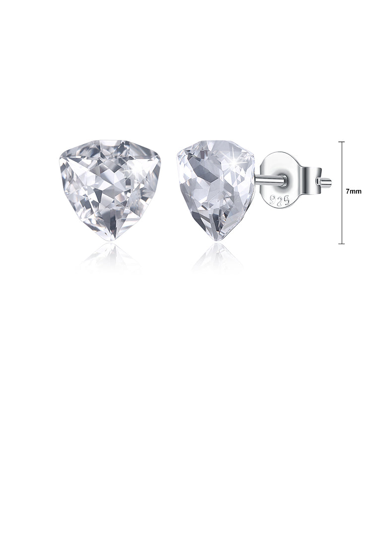 925 Sterling Silver Simple Geometric Triangle White Austrian Element Crystal Stud Earrings