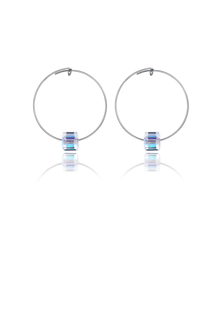 925 Sterling Silver Fashion Simple Geometric Round Cubic Zircon Earrings