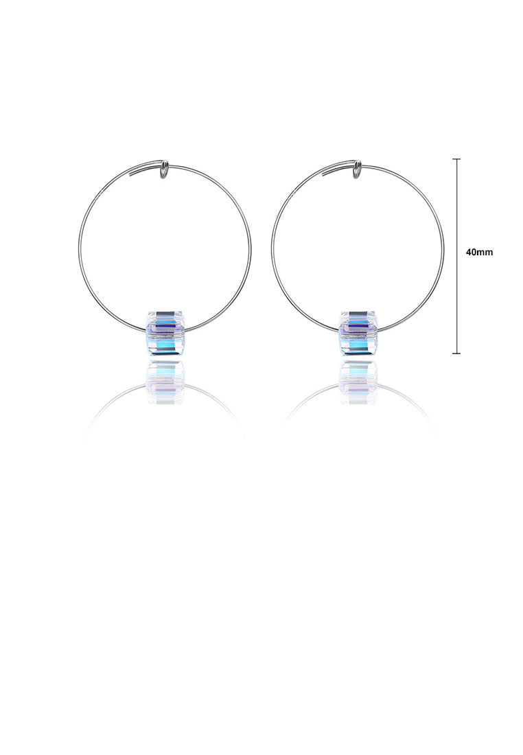 925 Sterling Silver Fashion Simple Geometric Round Cubic Zircon Earrings