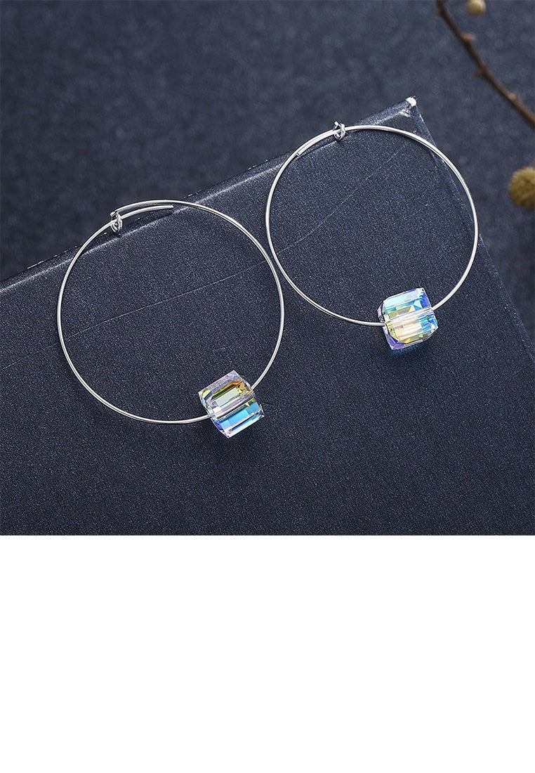 925 Sterling Silver Fashion Simple Geometric Round Cubic Zircon Earrings