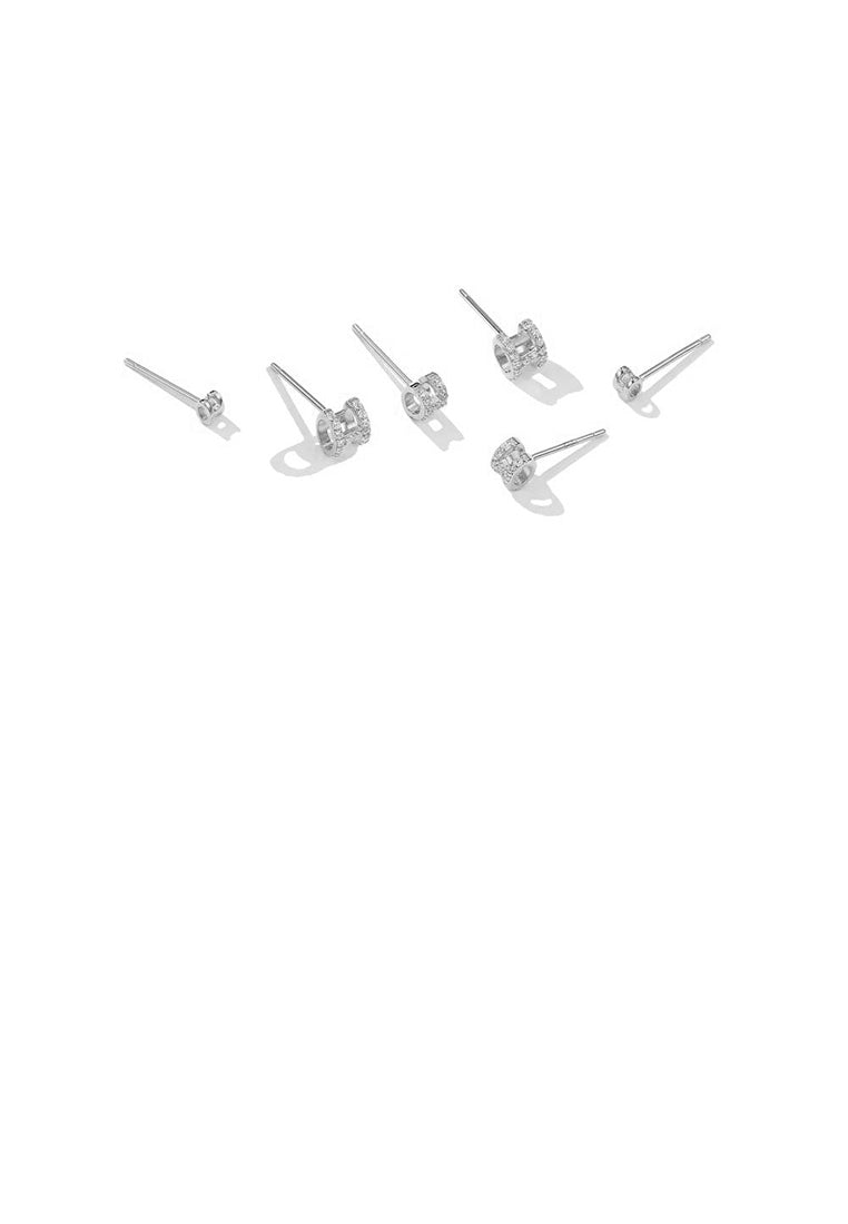 925 Sterling Silver Simple Fashion Letter H Three-Piece Stud Earrings with Cubic Zircon