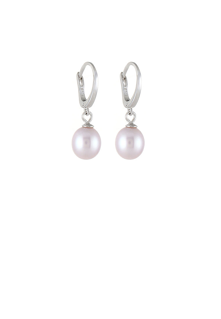 925 Sterling Silver Simple Fashion Purple Freshwater Pearl Earrings - Luxurious Look
