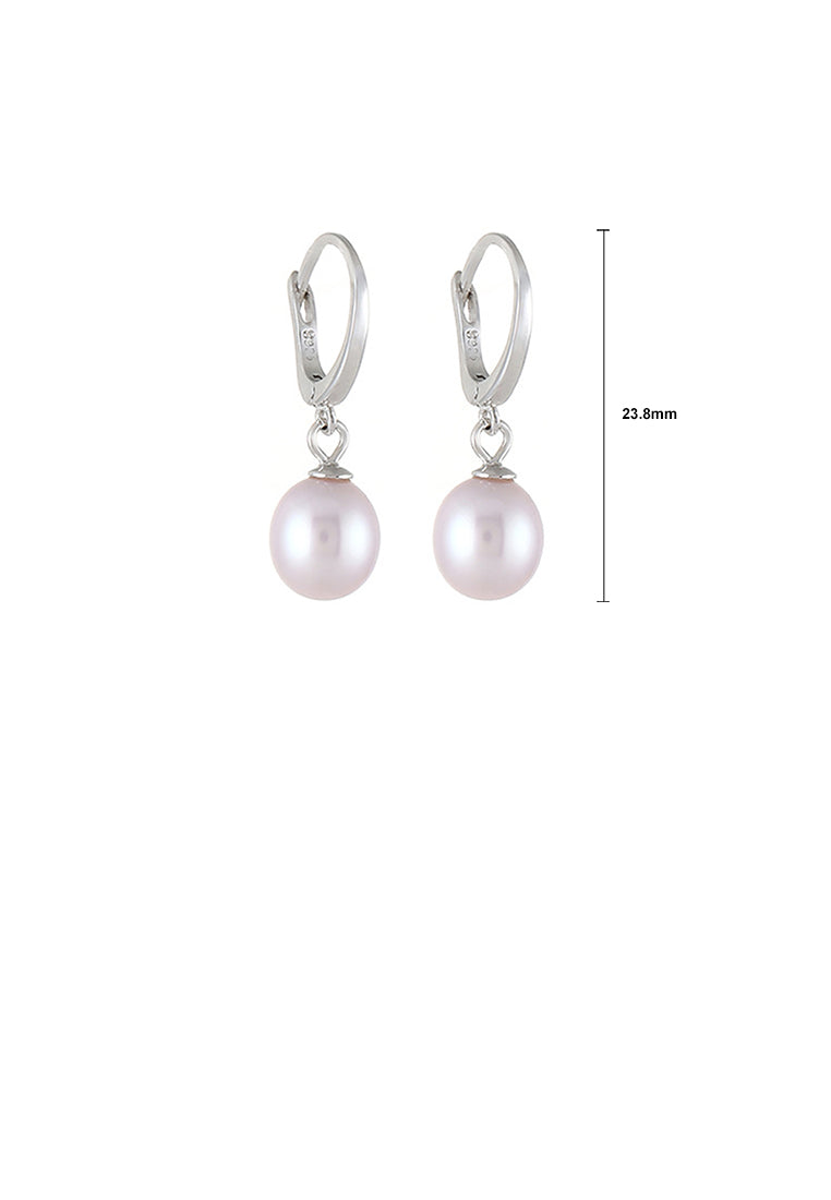 925 Sterling Silver Simple Fashion Purple Freshwater Pearl Earrings - Luxurious Look