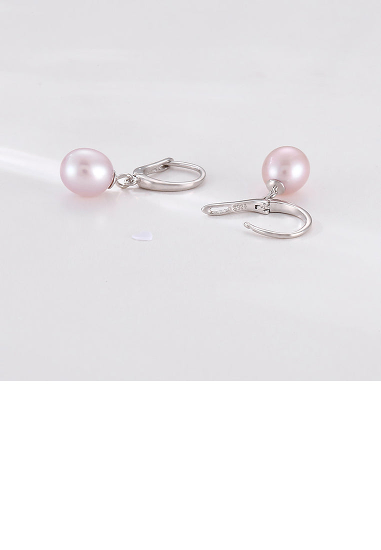 925 Sterling Silver Simple Fashion Purple Freshwater Pearl Earrings - Luxurious Look