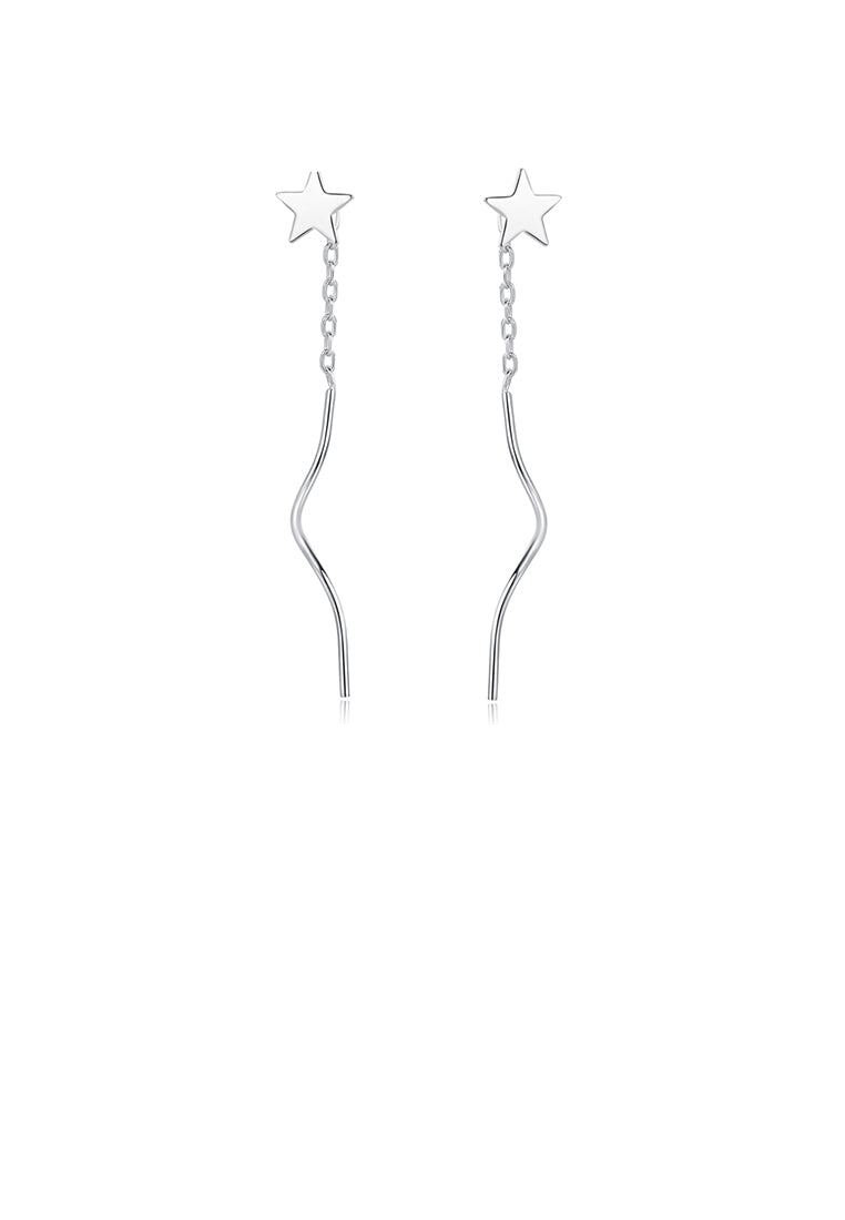 925 Sterling Silver Simple Fashion Stars Tassel Earrings