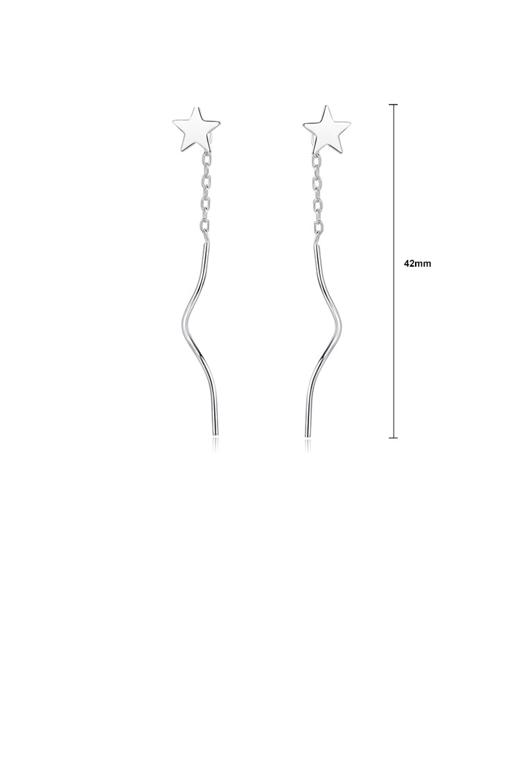 925 Sterling Silver Simple Fashion Stars Tassel Earrings