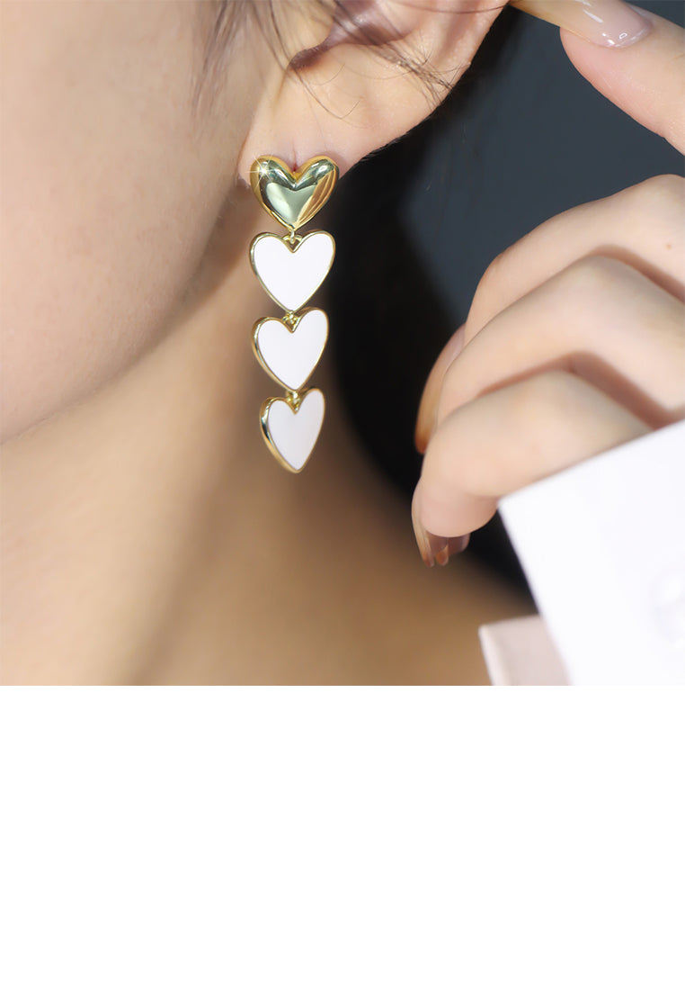 Fashion and Simple Plated Gold Heart-shaped Shell Tassel Earrings