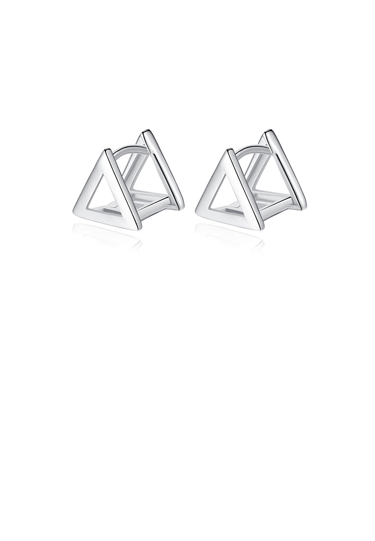 925 Sterling Silver Simple Fashion Hollow Geometric Triangle Stud Earrings