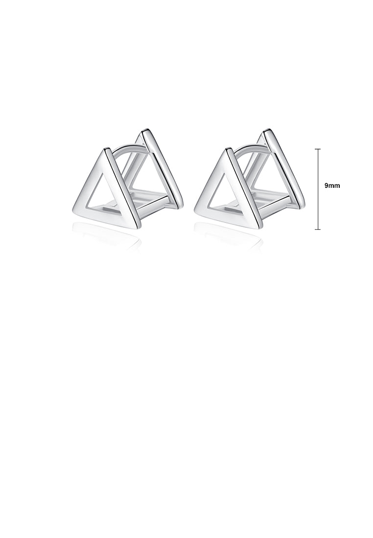 925 Sterling Silver Simple Fashion Hollow Geometric Triangle Stud Earrings
