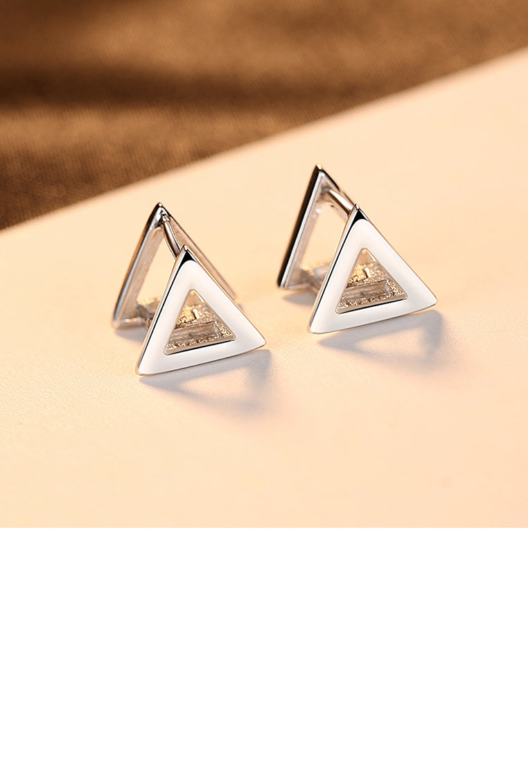925 Sterling Silver Simple Fashion Hollow Geometric Triangle Stud Earrings