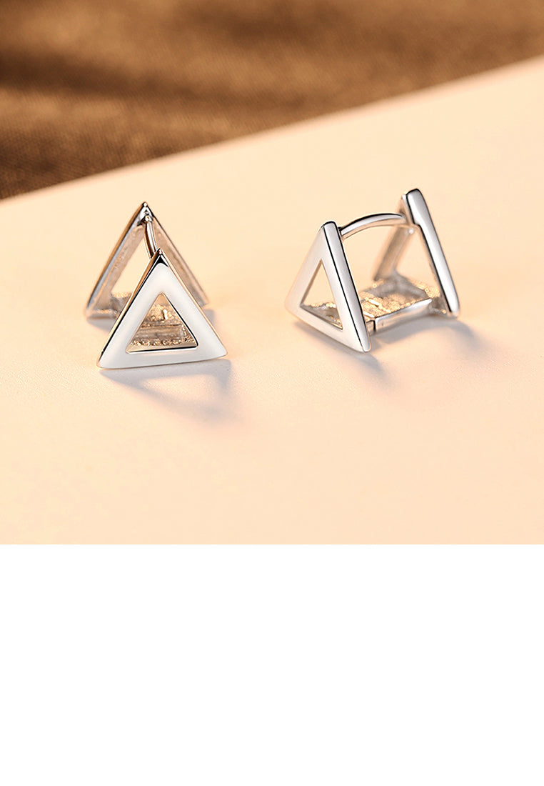 925 Sterling Silver Simple Fashion Hollow Geometric Triangle Stud Earrings