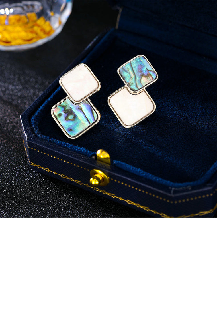 Fashion Personalized Plated Gold Geometric Rhombus Stud Earrings